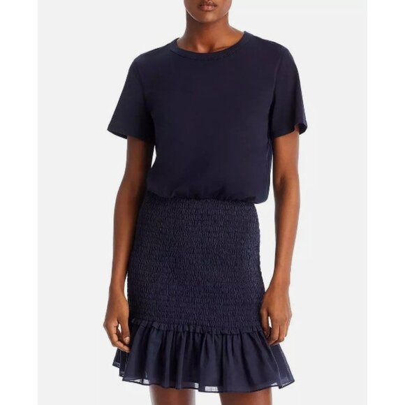 Veronica Beard Dresses & Skirts - Veronica Beard Navy Blue Aberdeen Smocked Cotton Sheath Dress, NWT! $328 Size XL